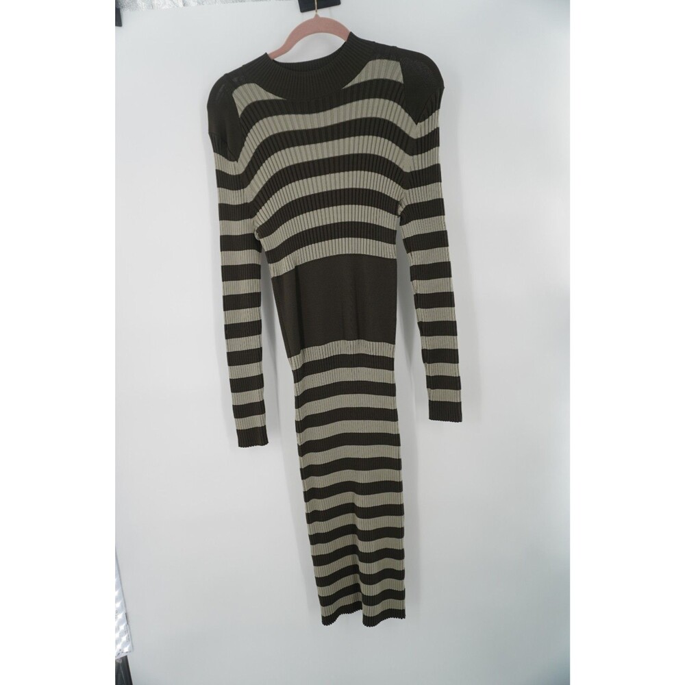 Gabrielle Union New York & Company Striped Ribbed Knit Mock Neck Sweater Dress L